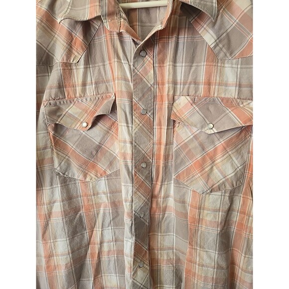 Wrangler Western‎ Shirt Mens Short Sleeve Plaid Snap Button Up Cowboy Rodeo READ - Picture 2 of 6